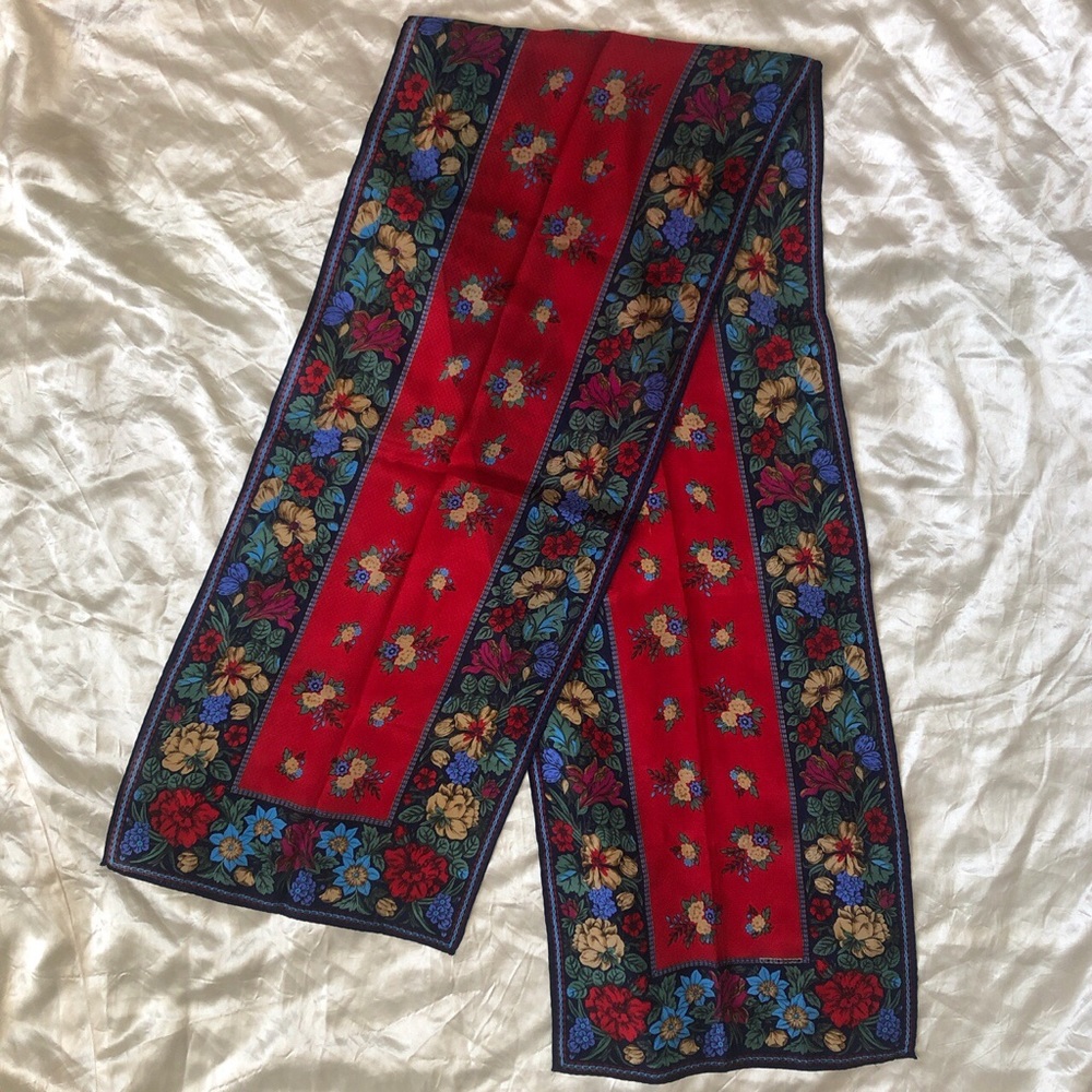 Vintage floral silk scarf